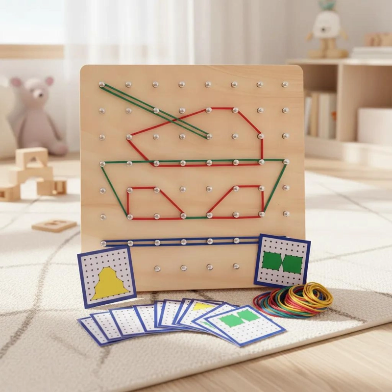 GEOPLANO ISOME TRICO DE MADERA PARA APRENDIZAJE INFANTIL - 1