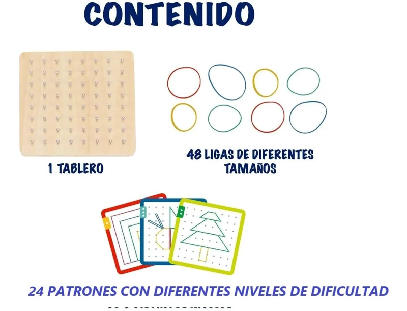 GEOPLANO ISOME TRICO DE MADERA PARA APRENDIZAJE INFANTIL - 3