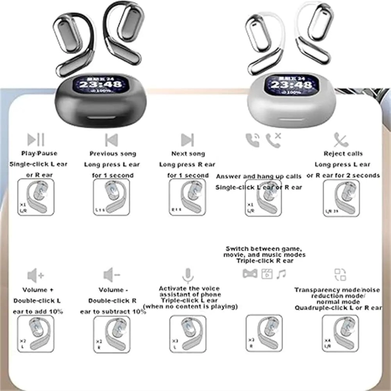AURICULARES TWS DEPORTIVOS BLUETOOTH CON PANTALLA TACTIL Y CANCELACION DE RUIDO - 9