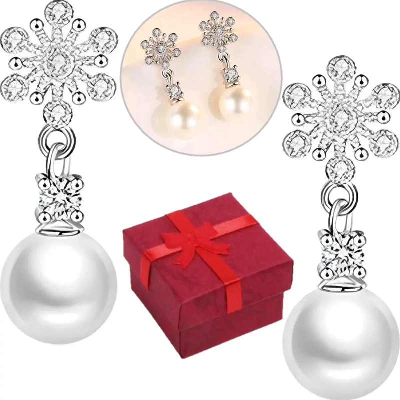 PENDIENTES DE PLATA 925 CON PERLAS Y ZIRCONIA PARA MUJER - 1
