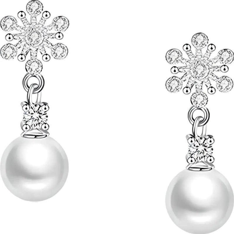 PENDIENTES DE PLATA 925 CON PERLAS Y ZIRCONIA PARA MUJER - 3