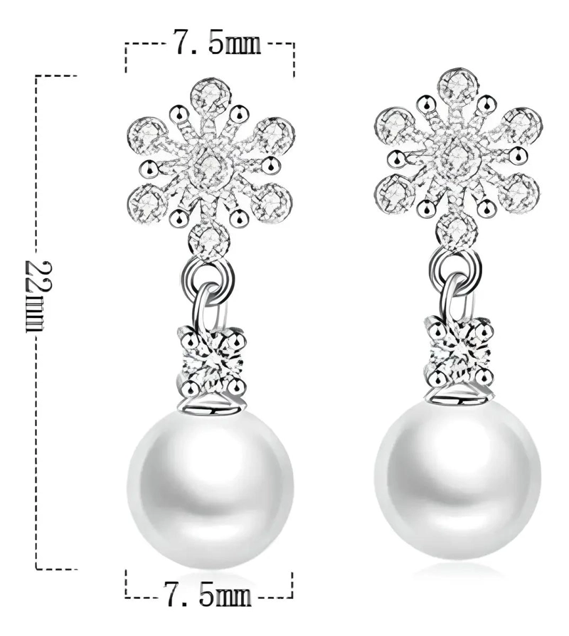 PENDIENTES DE PLATA 925 CON PERLAS Y ZIRCONIA PARA MUJER - 8