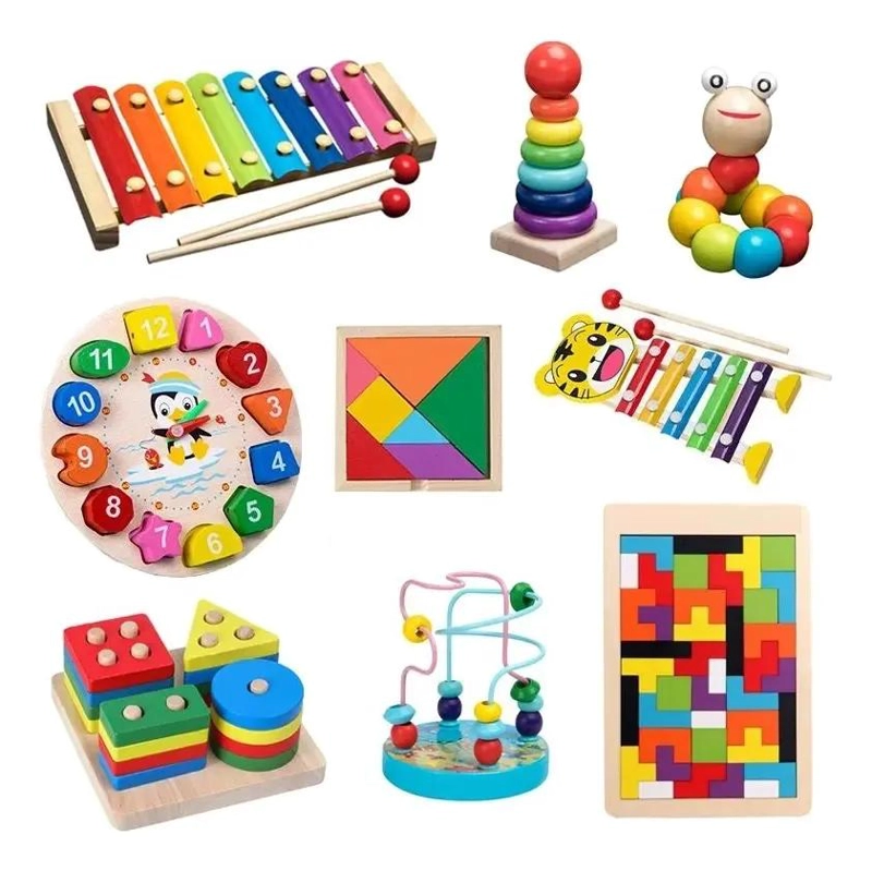 JUGUETES DIDACTICOS DE MADERA PARA BEBE S CON 9 JUEGOS INTERACTIVOS - 1