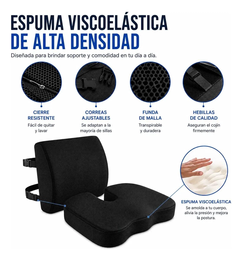 COJIN ERGONOMICO PARA ASIENTO Y RESPALDO LUMBAR - 4