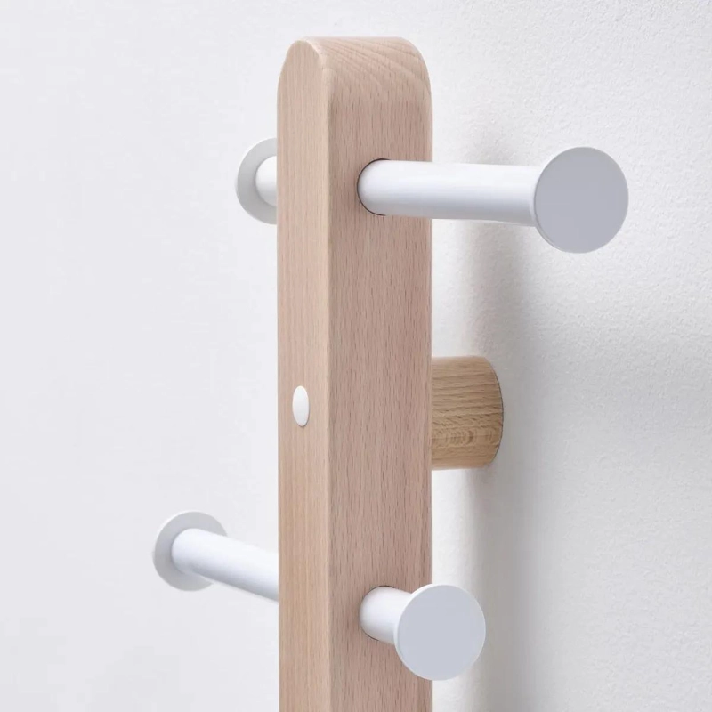 PERCHERO VERTICAL DE MADERA HAYA 60 CM CON BARRAS BEIGE - 3