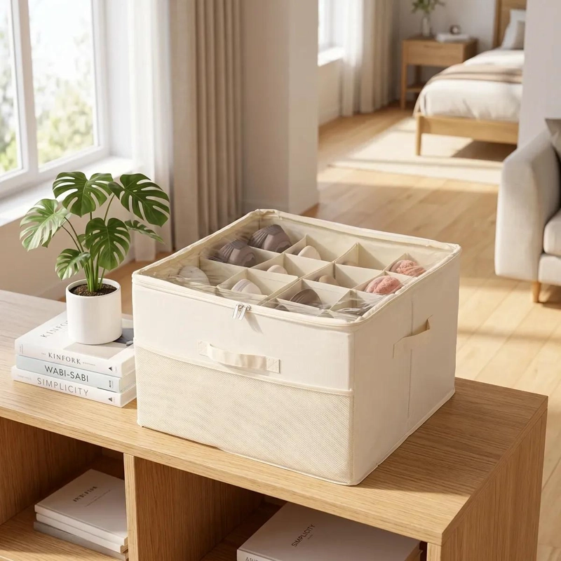 ORGANIZADOR MULTIUSO PARA ZAPATOS CON DIVISORES BEIGE - 1