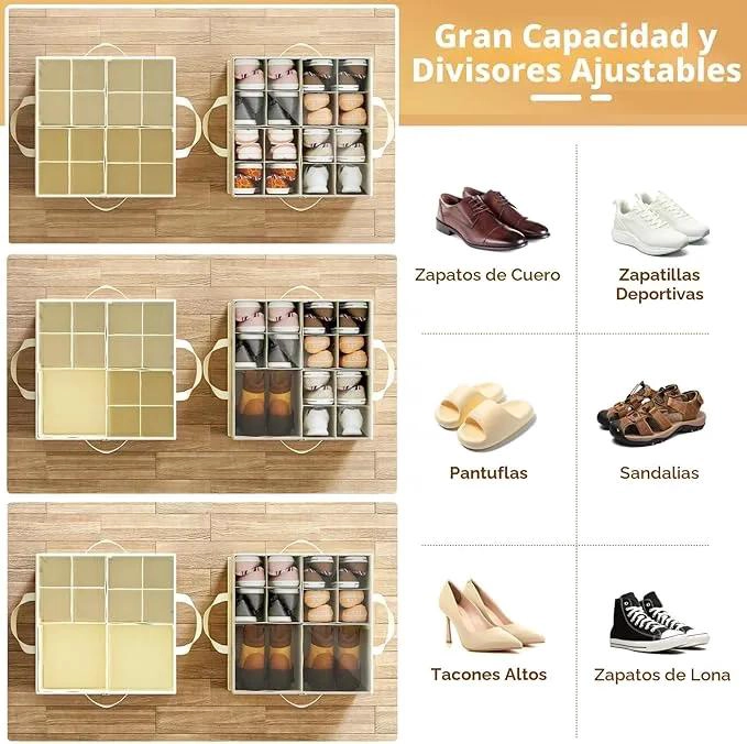 ORGANIZADOR MULTIUSO PARA ZAPATOS CON DIVISORES BEIGE - 3