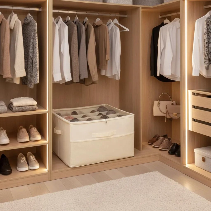 ORGANIZADOR MULTIUSO PARA ZAPATOS CON DIVISORES BEIGE - 8