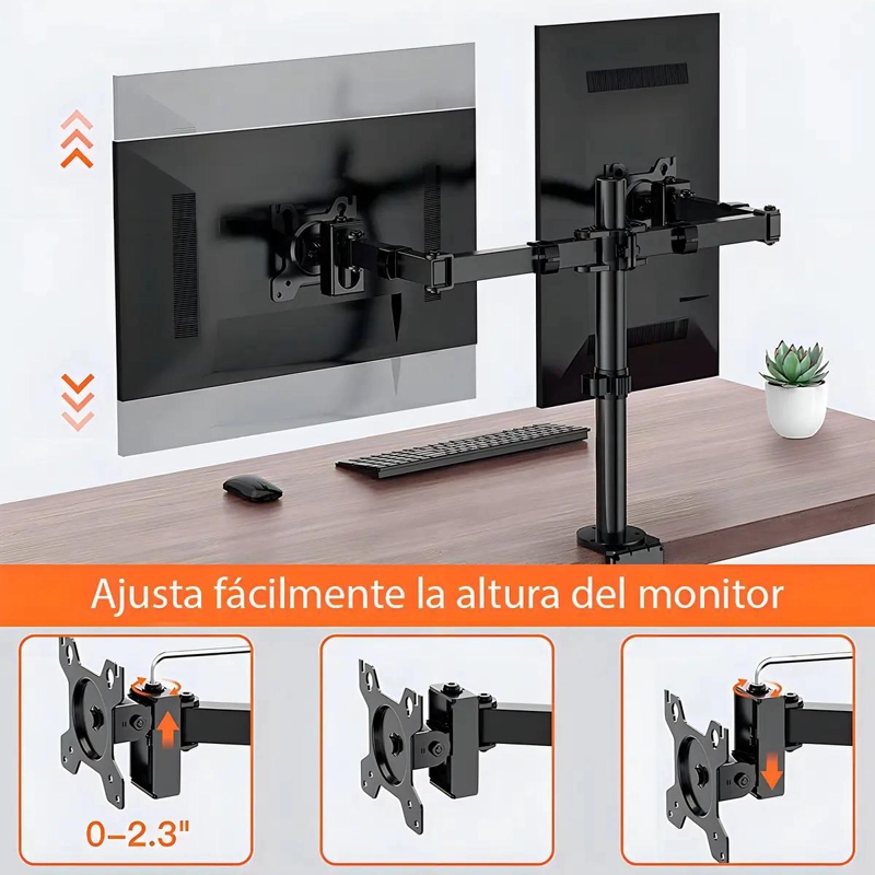 SOPORTE DOBLE PARA MONITORES DE 10' A 27' CON AJUSTE ARTICULADO - 5