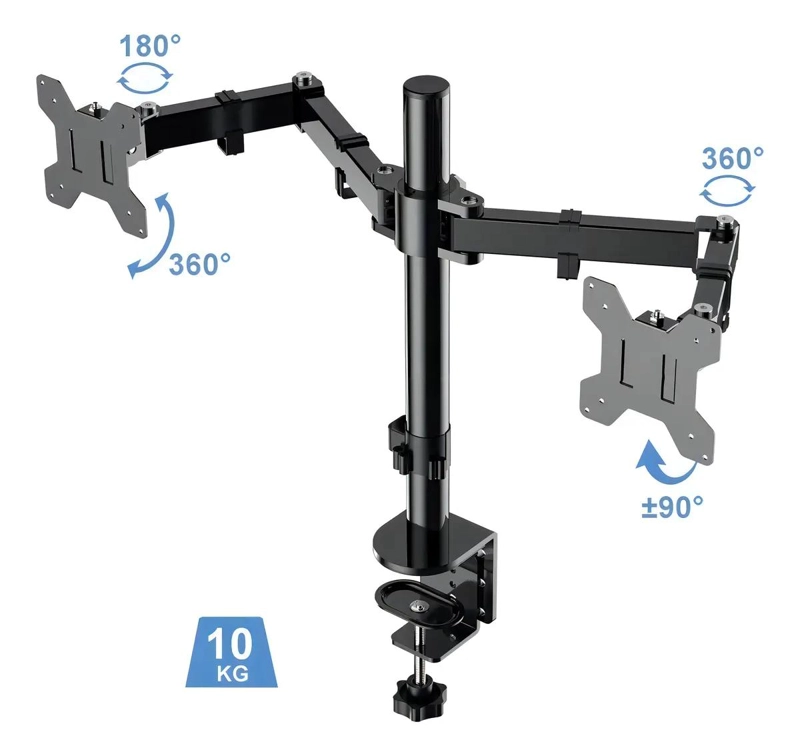 SOPORTE DOBLE PARA MONITORES DE 10' A 27' CON AJUSTE ARTICULADO - 6