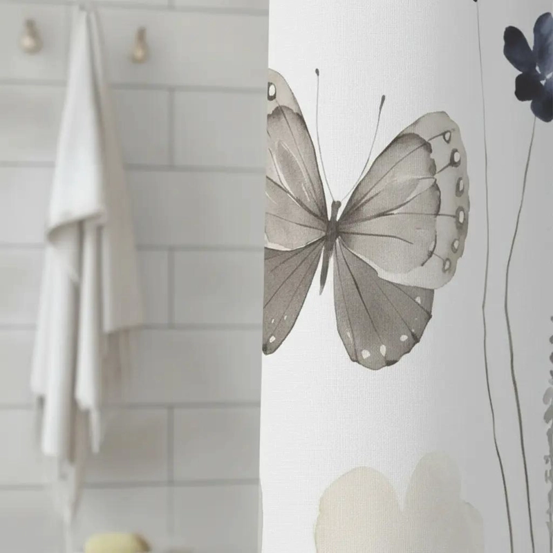 CORTINA DE BAÑO IMPERMEABLE 180X180 CM CON ARGOLLAS - 10