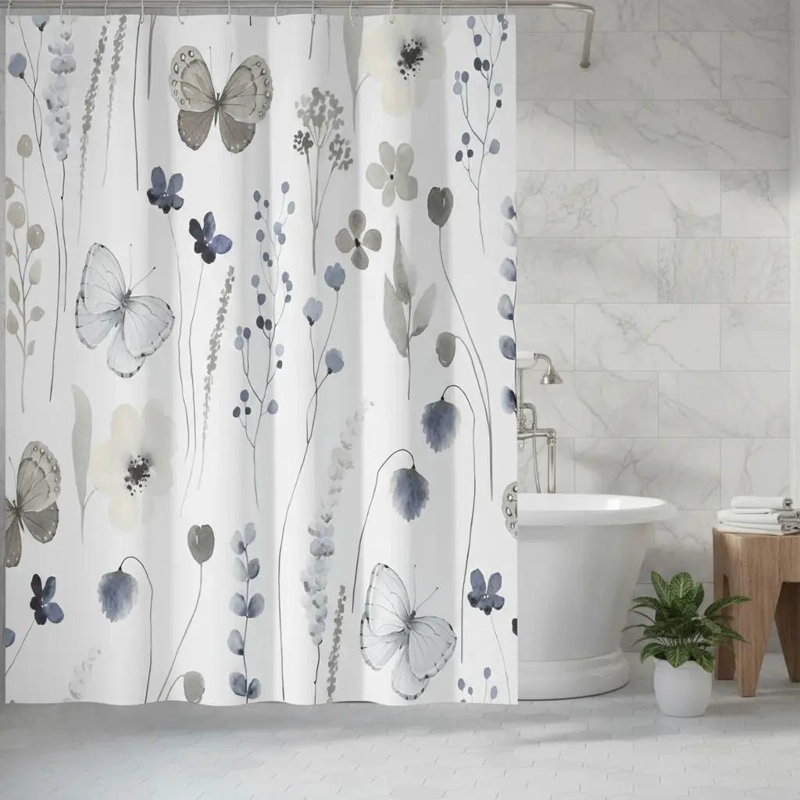 CORTINA DE BAÑO IMPERMEABLE 180X180 CM CON ARGOLLAS - 2