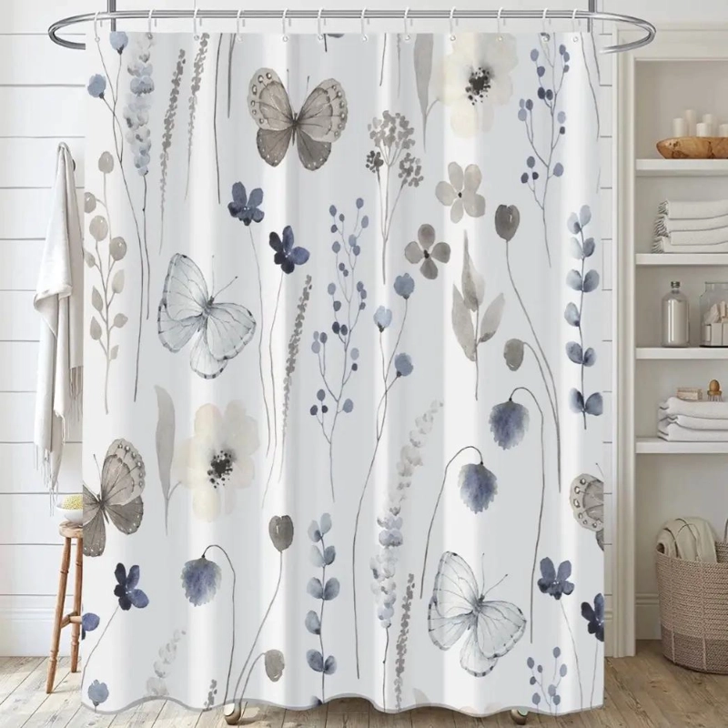 CORTINA DE BAÑO IMPERMEABLE 180X180 CM CON ARGOLLAS - 4