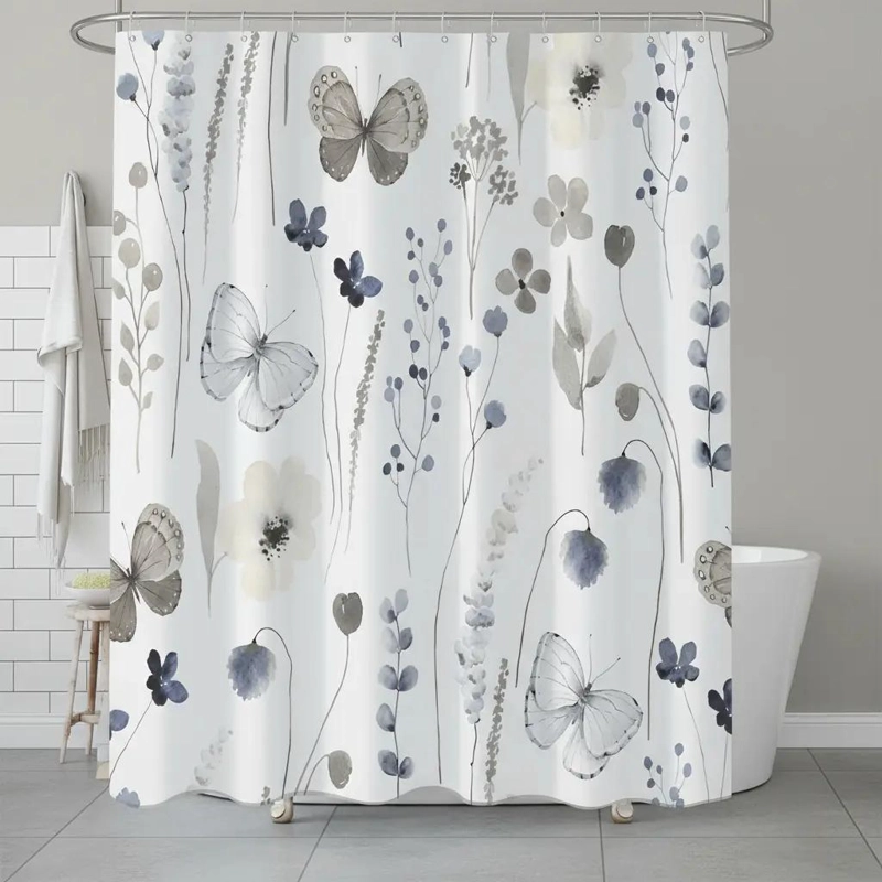 CORTINA DE BAÑO IMPERMEABLE 180X180 CM CON ARGOLLAS - 5