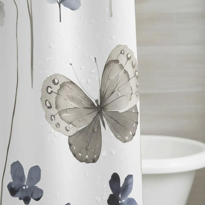 CORTINA DE BAÑO IMPERMEABLE 180X180 CM CON ARGOLLAS - 6