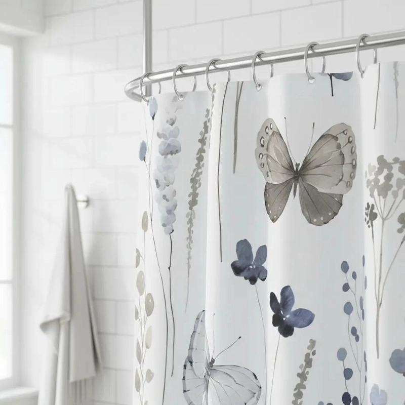 CORTINA DE BAÑO IMPERMEABLE 180X180 CM CON ARGOLLAS - 7