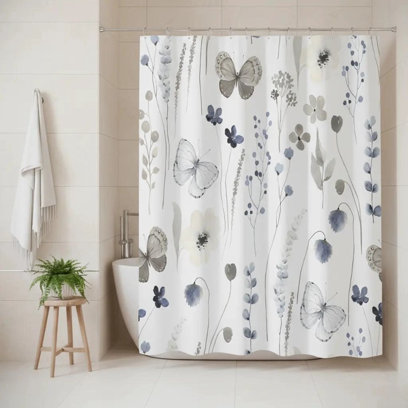 CORTINA DE BAÑO IMPERMEABLE 180X180 CM CON ARGOLLAS - 8
