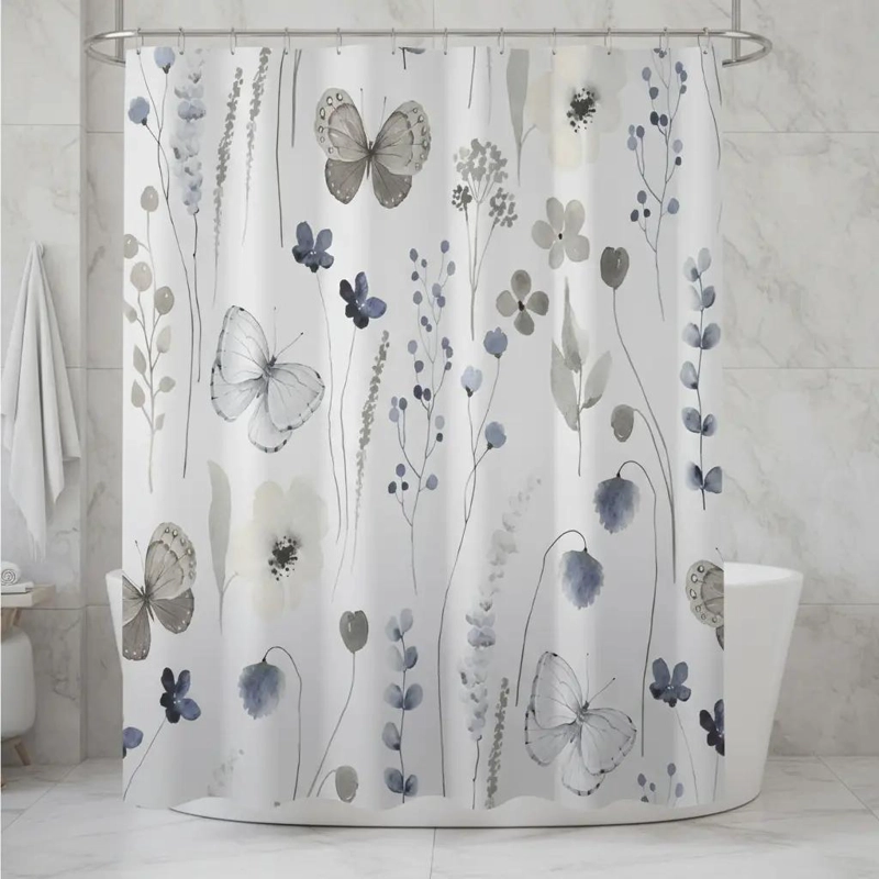 CORTINA DE BAÑO IMPERMEABLE 180X180 CM CON ARGOLLAS - 9