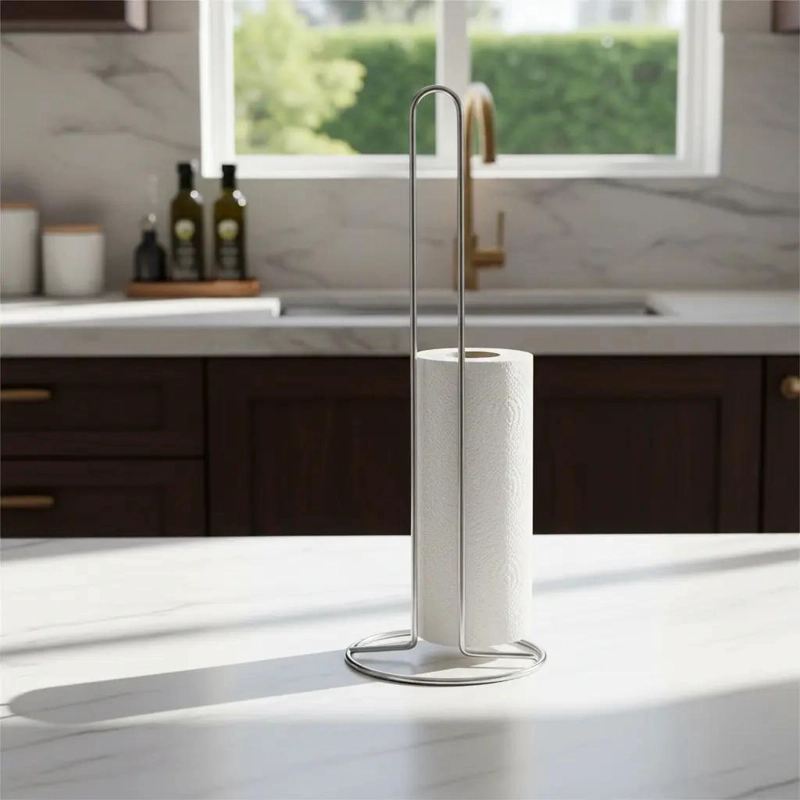 PORTA TOALLIN ROLLO DE MADERA Y BAMBU PARA COCINA - 1