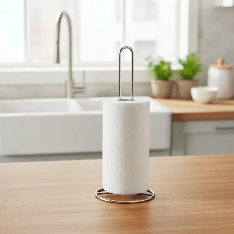 PORTA TOALLIN ROLLO DE MADERA Y BAMBU PARA COCINA - 5