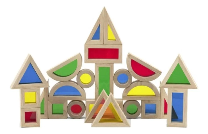 JUEGO DE BLOQUES DE MADERA PARA CONSTRUCCION DIDACTICA 24 PIEZAS - 1