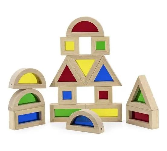 JUEGO DE BLOQUES DE MADERA PARA CONSTRUCCION DIDACTICA 24 PIEZAS - 3