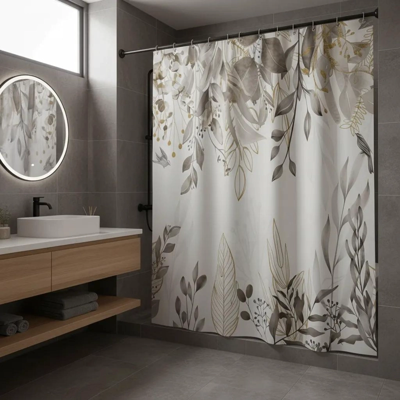 CORTINA DE BAÑO CON FORRO IMPERMEABLE 180X180 CM - 1