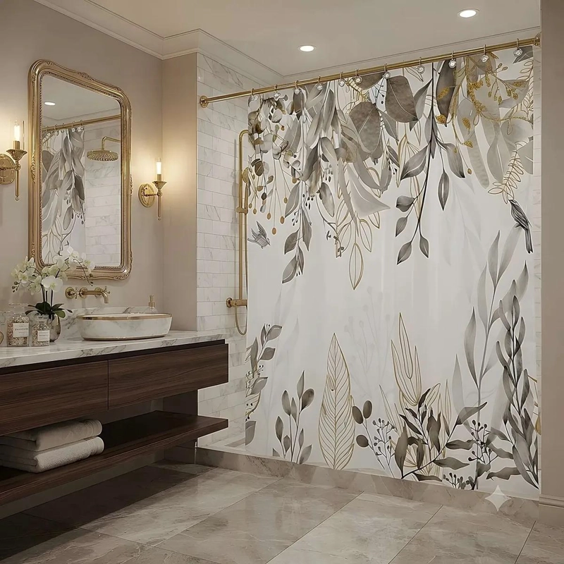 CORTINA DE BAÑO CON FORRO IMPERMEABLE 180X180 CM - 2