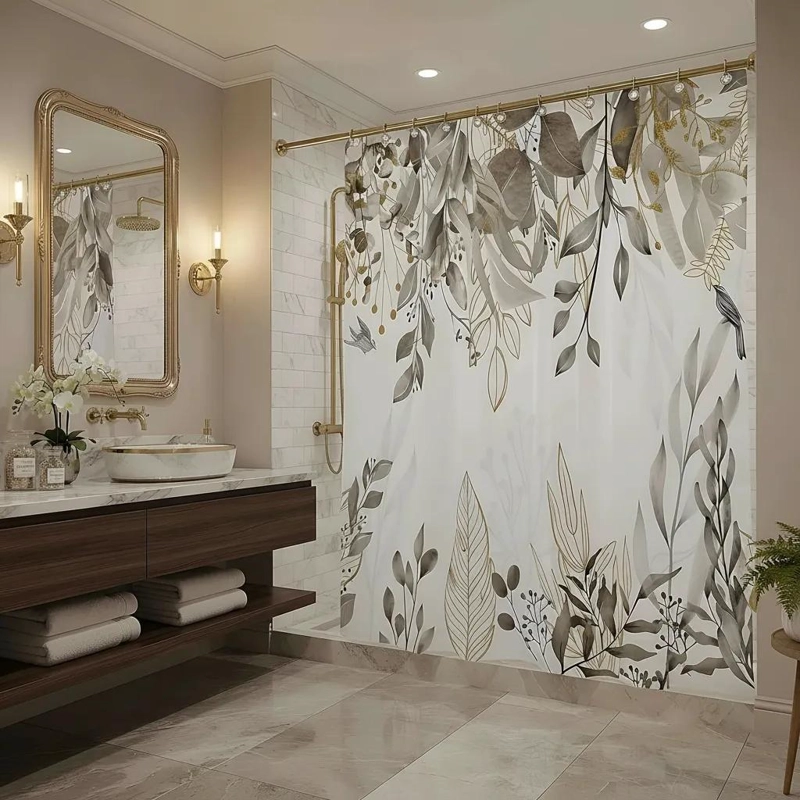 CORTINA DE BAÑO CON FORRO IMPERMEABLE 180X180 CM - 6