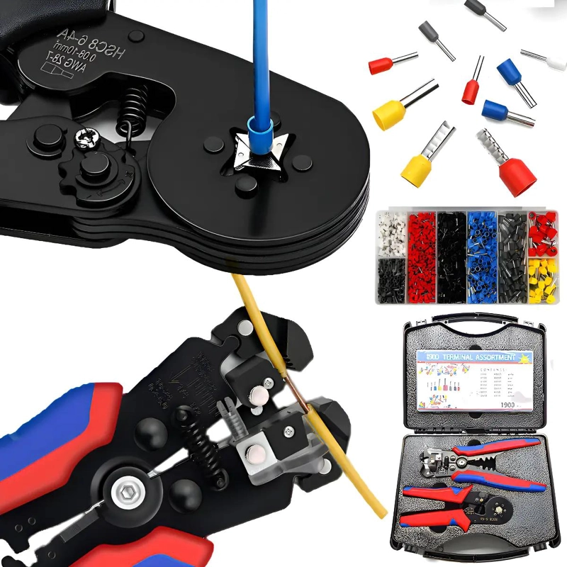 KIT CRIMPEADORA PELACABLE CON 1200 TERMINALES - 1