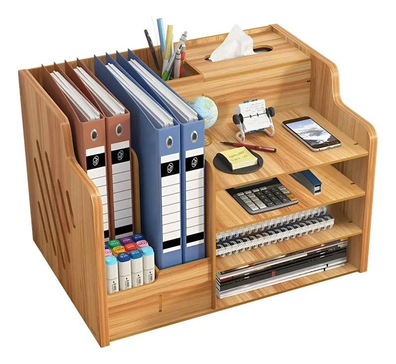 ESTANTE ORGANIZADOR DE MADERA PARA ESCRITORIO Y OFICINA - 1