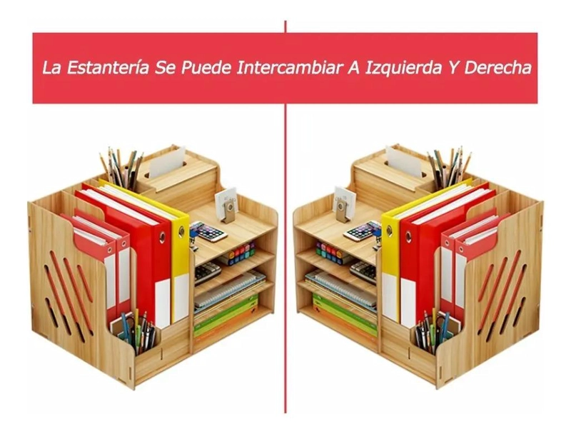 ESTANTE ORGANIZADOR DE MADERA PARA ESCRITORIO Y OFICINA - 6