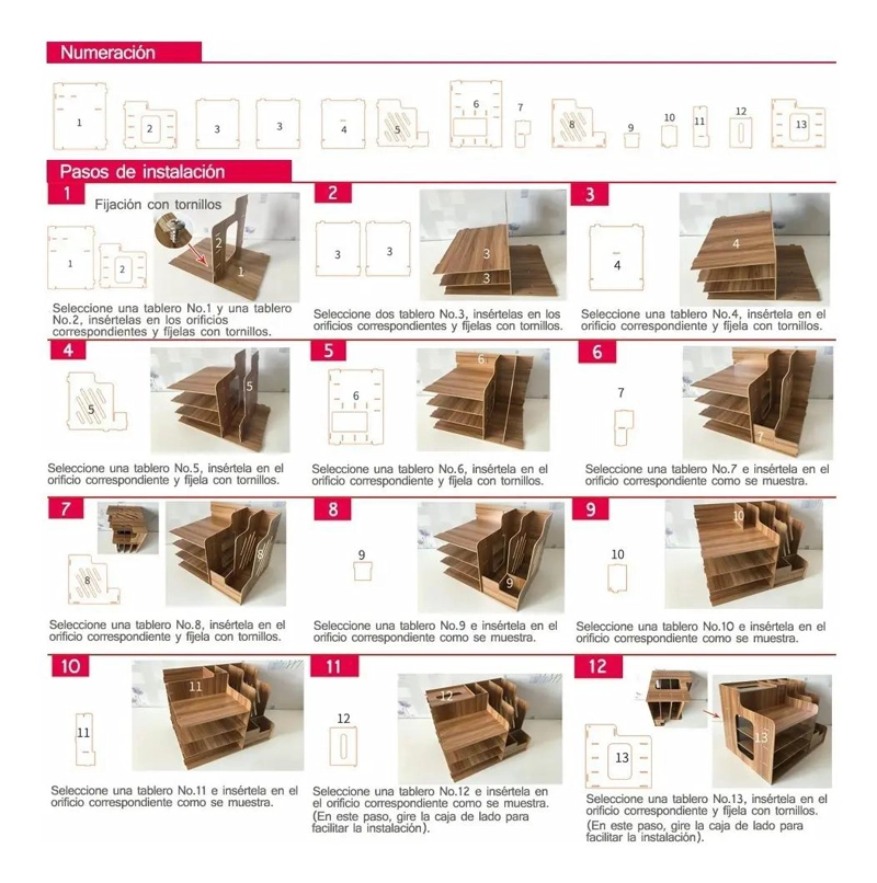 ESTANTE ORGANIZADOR DE MADERA PARA ESCRITORIO Y OFICINA - 8