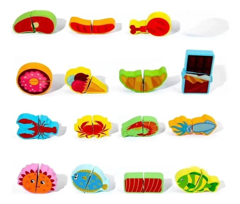 CORTA FRUTAS Y VERDURAS DE MADERA JUGUETE DIDACTICO 14 PIEZAS - 7