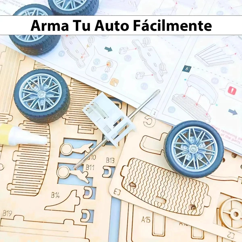 PUZZLE 3D AUTO RETRO DE MADERA CON MOTOR PULL BACK - 6