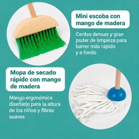 SET DE ASEO DIDACTICO DE MADERA PARA NIÑOS - 3
