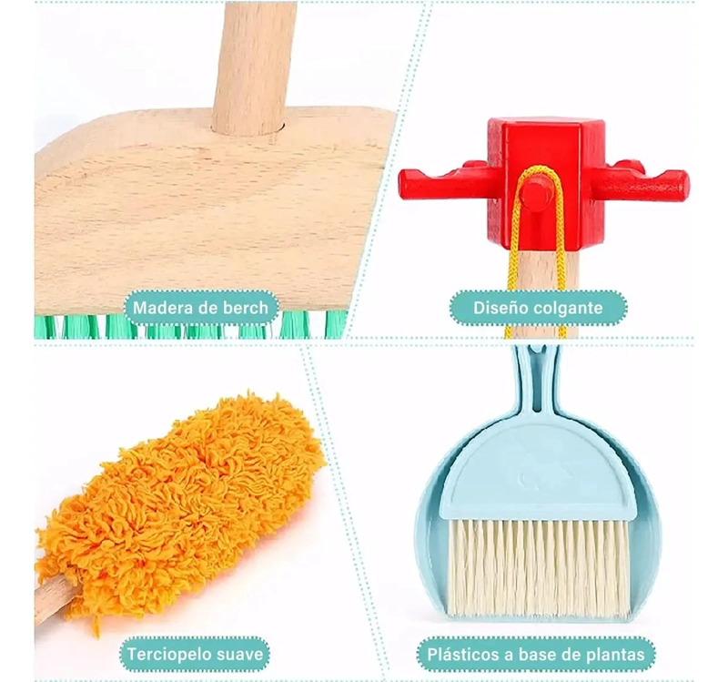 SET DE ASEO DIDACTICO DE MADERA PARA NIÑOS - 4