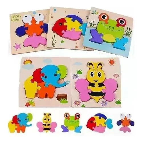 PACK DE 4 PUZZLES DE MADERA PARA NIÑOS - 1