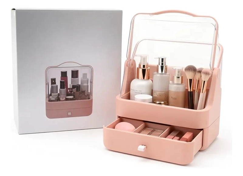 ORGANIZADOR DE MAQUILLAJE PORTATIL CON TAPA Y CAJON PRACTICO - 1