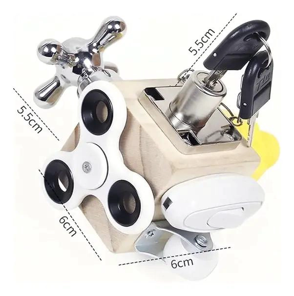 CUBO DIDACTICO SENSORIAL DE MADERA PARA NIÑOS - 6