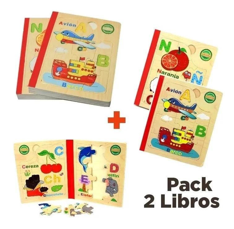 LIBRO DIDACTICO DE MADERA CON ABECEDARIO PARA NIÑOS - 2