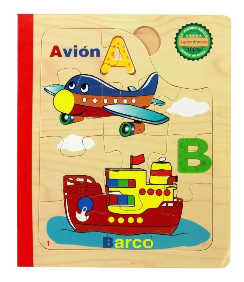 LIBRO DIDACTICO DE MADERA CON ABECEDARIO PARA NIÑOS - 3