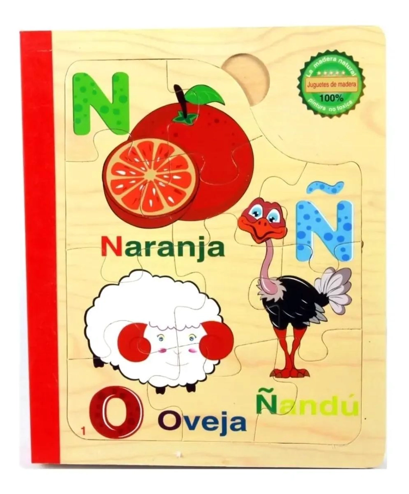 LIBRO DIDACTICO DE MADERA CON ABECEDARIO PARA NIÑOS - 4