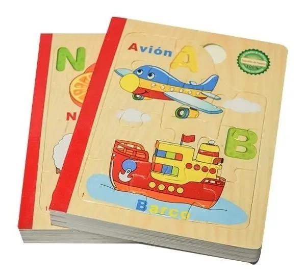 LIBRO DIDACTICO DE MADERA CON ABECEDARIO PARA NIÑOS - 5