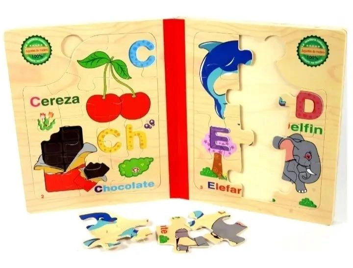 LIBRO DIDACTICO DE MADERA CON ABECEDARIO PARA NIÑOS - 6