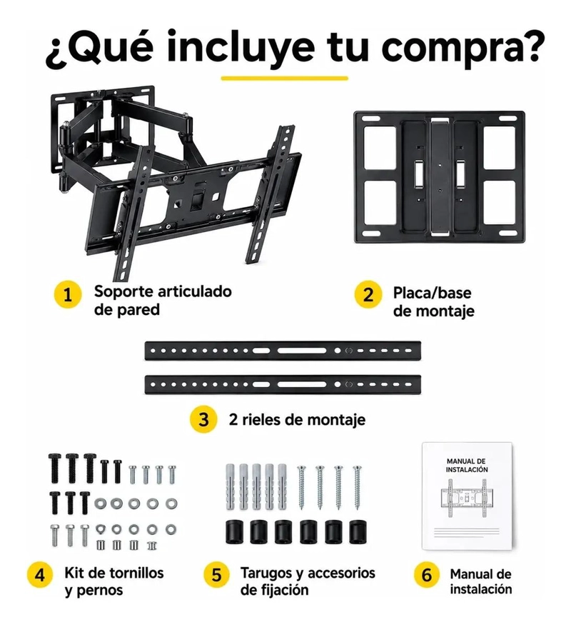 SOPORTE DE PARED ARTICULADO PARA TELEVISORES DE 40 A 80 PULGADAS - 9