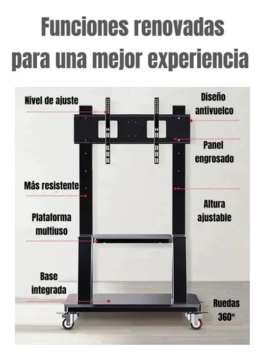 SOPORTE MOVIL PARA TV DE 32 A 65 PULGADAS CON RUEDAS - 4