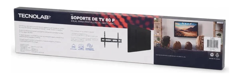 SOPORTE FIJO PARA TV DE 37 A 80 PULGADAS CON ALTA RESISTENCIA - 3