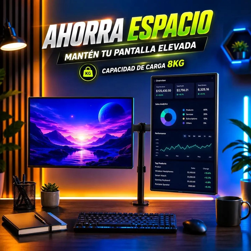 SOPORTE DOBLE ARTICULADO PARA DOS MONITORES DE 14 A 32 PULGADAS - 3