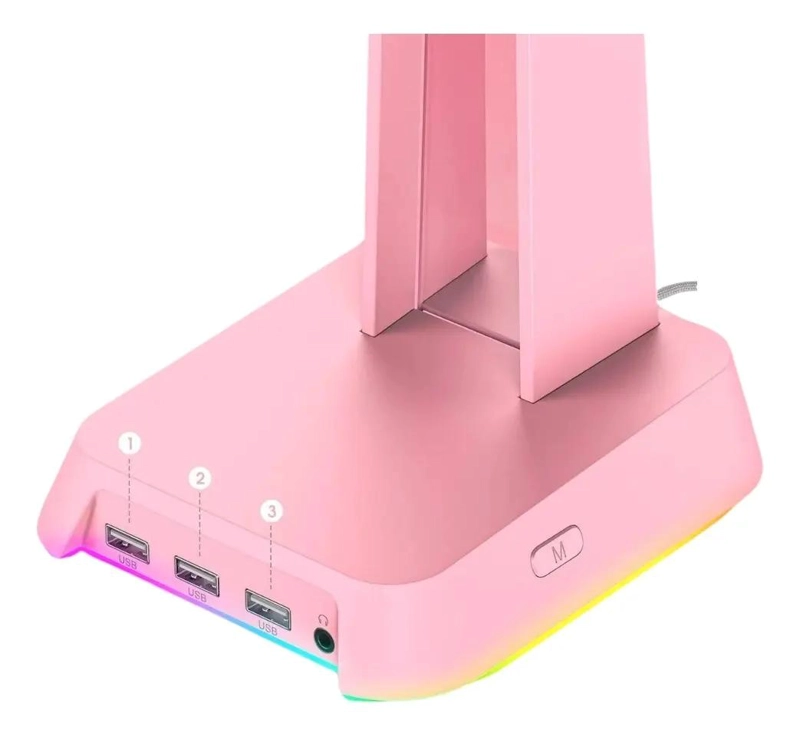 SOPORTE PARA AURICULARES RGB CON PUERTOS USB Y AUX - 4